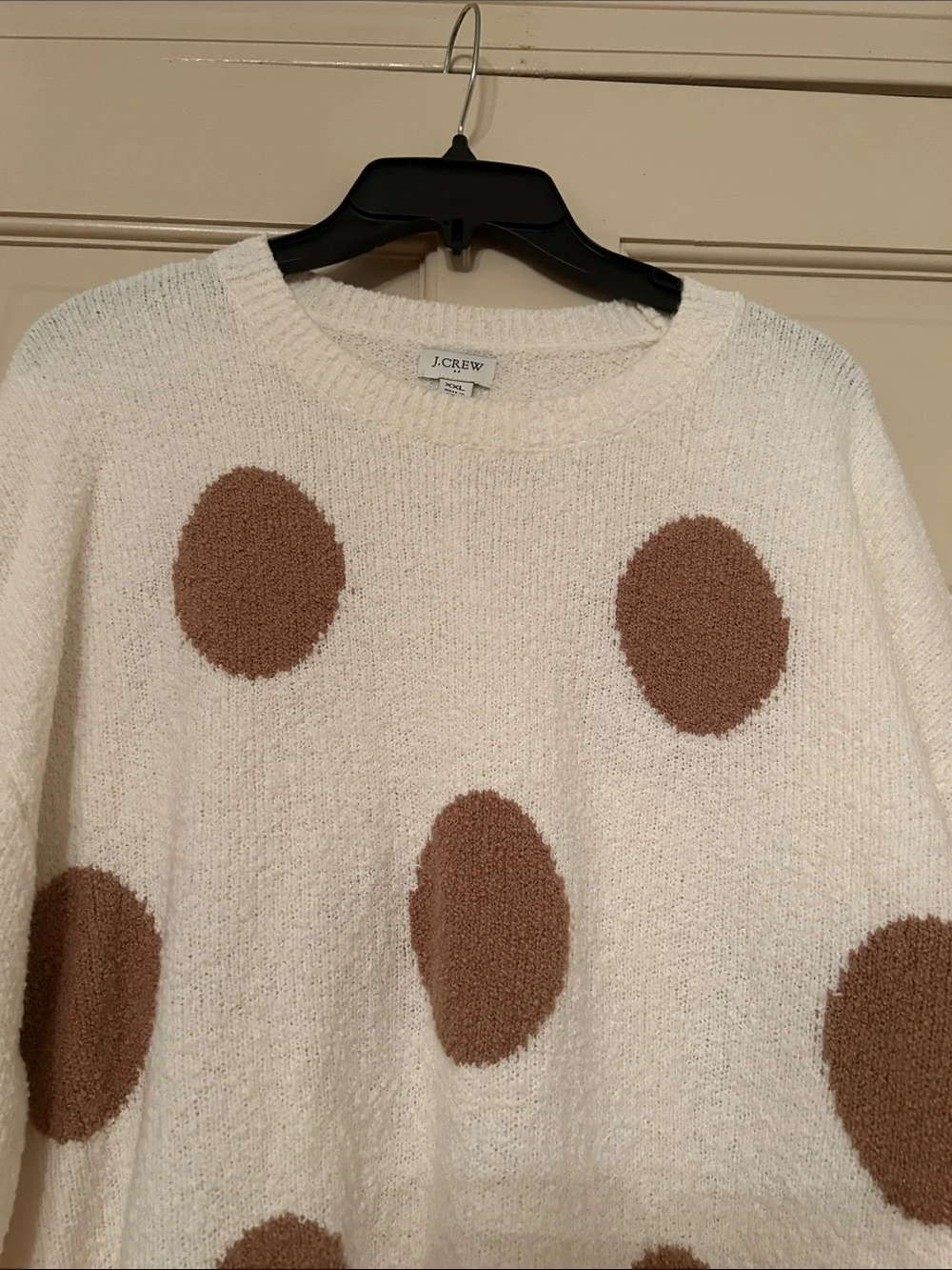 J. Crew Cream Sweater with Brown Polka Dots